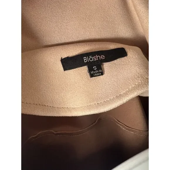 Blush Pink Faux Suede Biker Moto Jacket Size Small - Picture 5 of 6